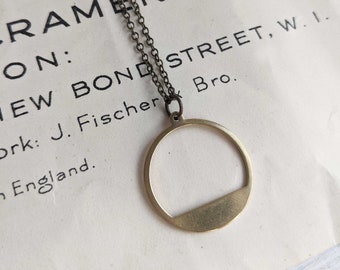 Modern Gold Hoop necklace - simple brass circle - with a brushed finish - minimalist jewellery - nickel free