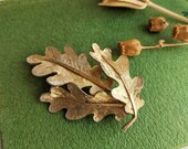 Vintage Oak Leaf Brooch - 1960s pin - beautiful golden leaves - gift for gardener