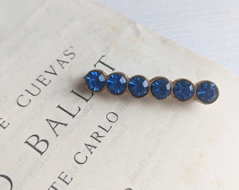 Something Blue Vintage Pin with Blue Glass Stones - 1960s brooch - blue and gold - wedding jewellery