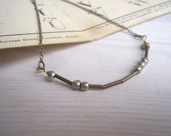 Love Morse Code necklace - mixed metals - personalised message - dots and dashes