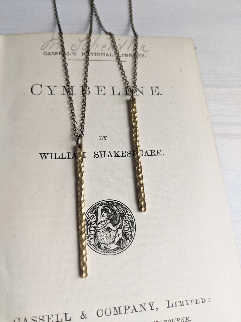 Textured Brass Stem necklace golden brass sticks minimalist jewellery nickel free image 4