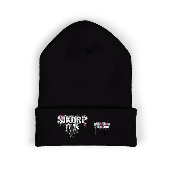 Embroidered Classic Beanie, SIKDRP Dont Fit In Stand Out, Winter Hat, Unique Gift, Trendy Cap, Streetwear Fashion, Cool Headwear