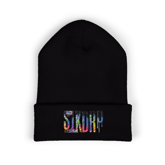 Beanie, SIKDRP color drop logo embroidered, Winter hat, Knit cap, Cold weather accessory, Streetwear fashion, Skiing beanie