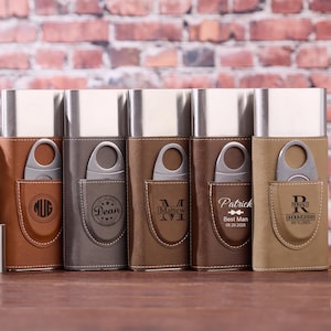 Estuche para puros grabado, regalo para el Día del Padre, regalos para padrinos de boda, regalo personalizado, porta puros personalizado, estuche de viaje para puros, porta puros de cuero