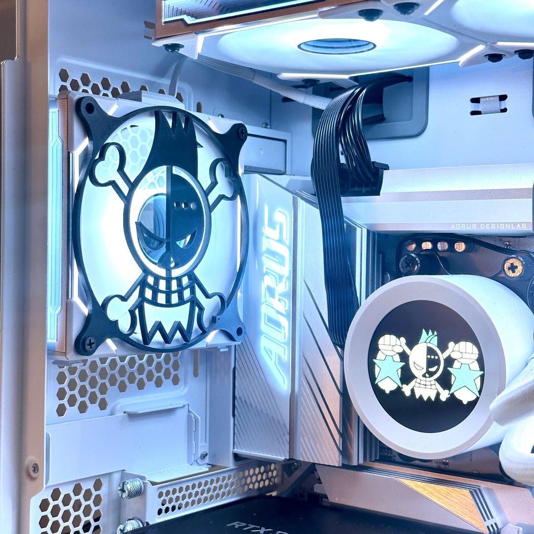 One Piece Franky Jolly Roger Gaming Computer PC Fan Shroud Grill Cover ...