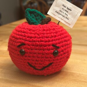 Crochet Emotional Support Apple: &quot;Fine-Apple&quot; Quote