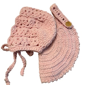 Baby bonnet and bib set