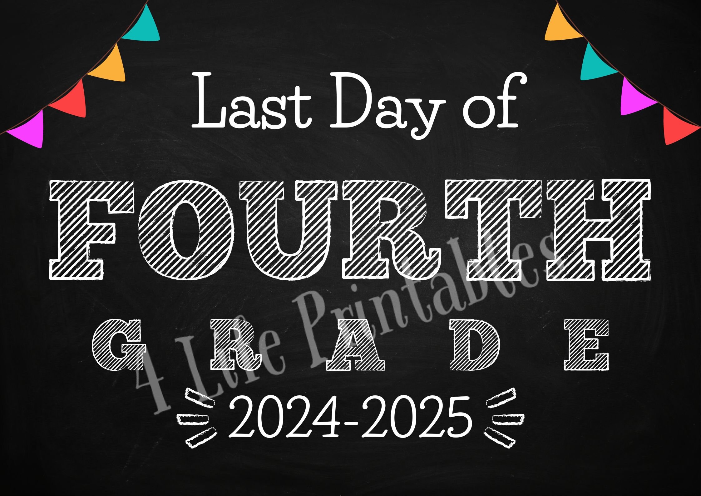 Printable First and Last Day of Fourth Grade Chalkboard Sign, First and ...
