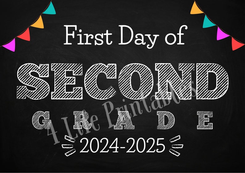 Printable First and Last Day of Second Grade Chalkboard Sign, First and ...