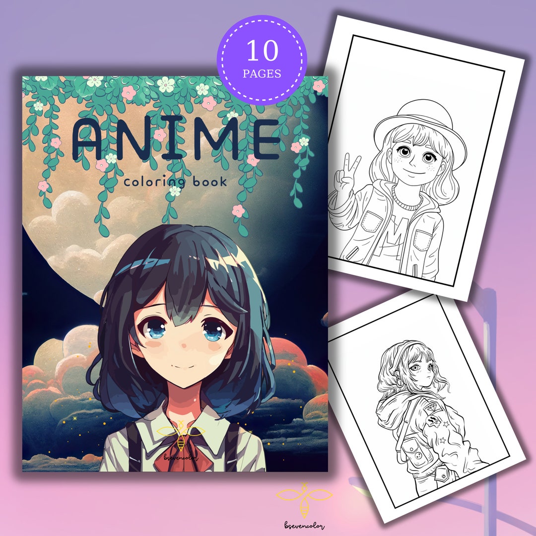 Anime Coloring Book, Digital Download, Printable Pdf, 10 Pages Pdf ...