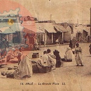vintage prints, of Morocco postcard - 1920s, Set of 5, art prints, antique , instant digital download, printable paper