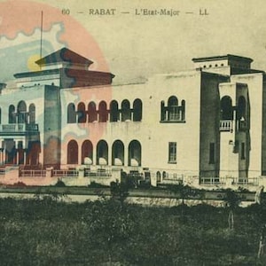 estampes vintage, de l'état-major à Rabat, Maroc - années 1920, lot de 5, carte postale, art, antiquité, téléchargement numérique instantané, papier imprimable