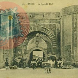 estampes vintage, Portes de la ville de Rabat, Maroc - années 1920, lot de 5, carte postale, art, antiquité, téléchargement numérique instantané, papier imprimable