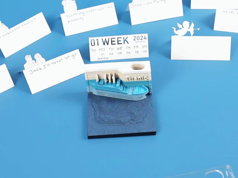 Tita.nic 2025 Calendar, 3D Memo Pad, Omoshiroi Block, Office Decor