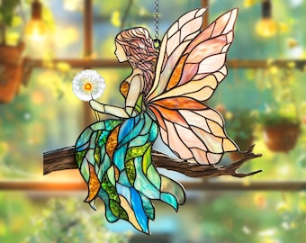 SALE 50% Fairy ACRYLIC SUNCATCHER Fairy LightCatcher Enchanted Forest Fairy Window Hanging Elf Ornament Fairy Garden For Fairies Lover Gift