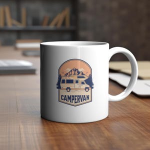 Campervan Ceramic Mug, Retro Van Coffee Cup, Travel Enthusiast Gift, Wanderlust Campervan Tea Mug, Road Trip Lover Gift, Adventure Camper