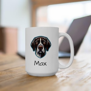 Personalized German Shorthaired Pointer Dog Ceramic Mug, Custom Name Coffee Cup, Dog Lover Gift, Pet Owner Present, Gift for Dog Mom