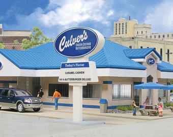 Walthers Cornerstone 1/87 HO Scale CULVERS RESTAURANT, Easy-To-Build Structure Kit - Officially Licensed - 933-3486