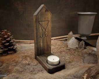 Slim Sigil of Lucifer Candle Holder