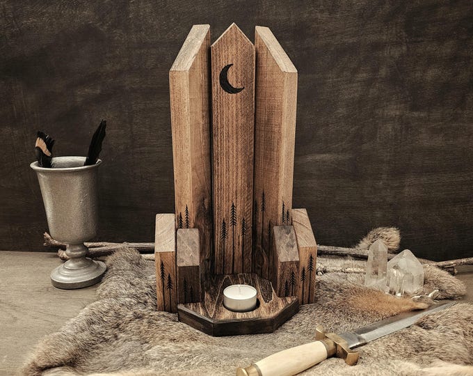 Tall Lunar Forest Cathedral Candle Holder
