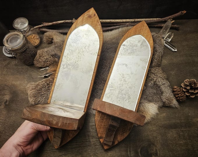 Rustic Monastery Mirrored Sconces
