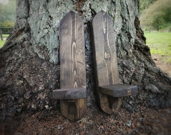 Rustic Monastery Wood Sconce Shelves