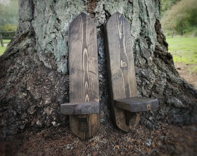 Rustic Monastery Wood Sconce Shelves