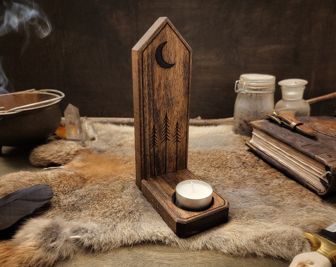 Slim Lunar Forest Candle Holder