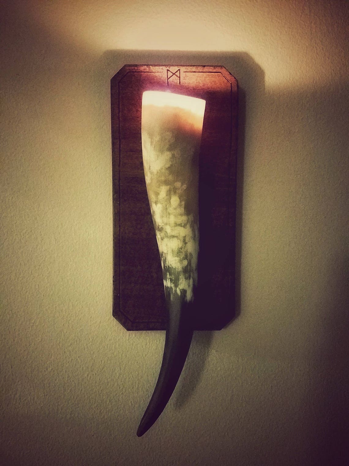 Wood & Horn rustic Skyrim / Viking style wall mounted candle Etsy