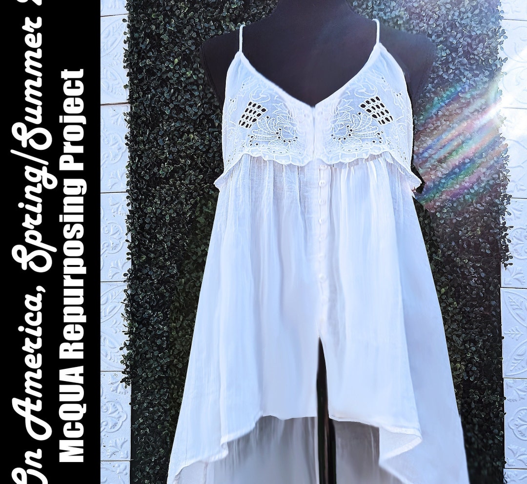 High Low Button Front Halter Top With Eyelet Embroidery Detail - Etsy