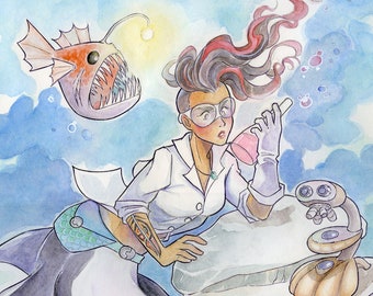 Science Genius Mermaid: A Fantasy Art Print