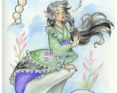 She Cries Pearls: Mermaid Art Print