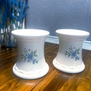 Vintage Pfaltzgraff Stoneware Floral Candlestick Holders ~ set of (2)