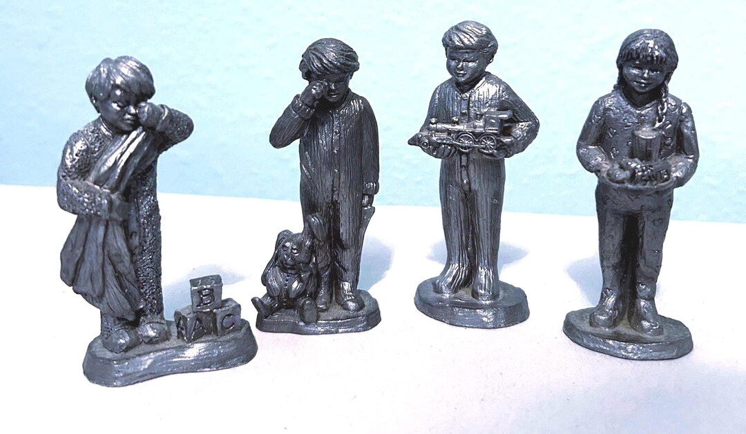 Vintage 1990 Pewter Michael Ricker Children Figurines ~ Set of 4 - Etsy
