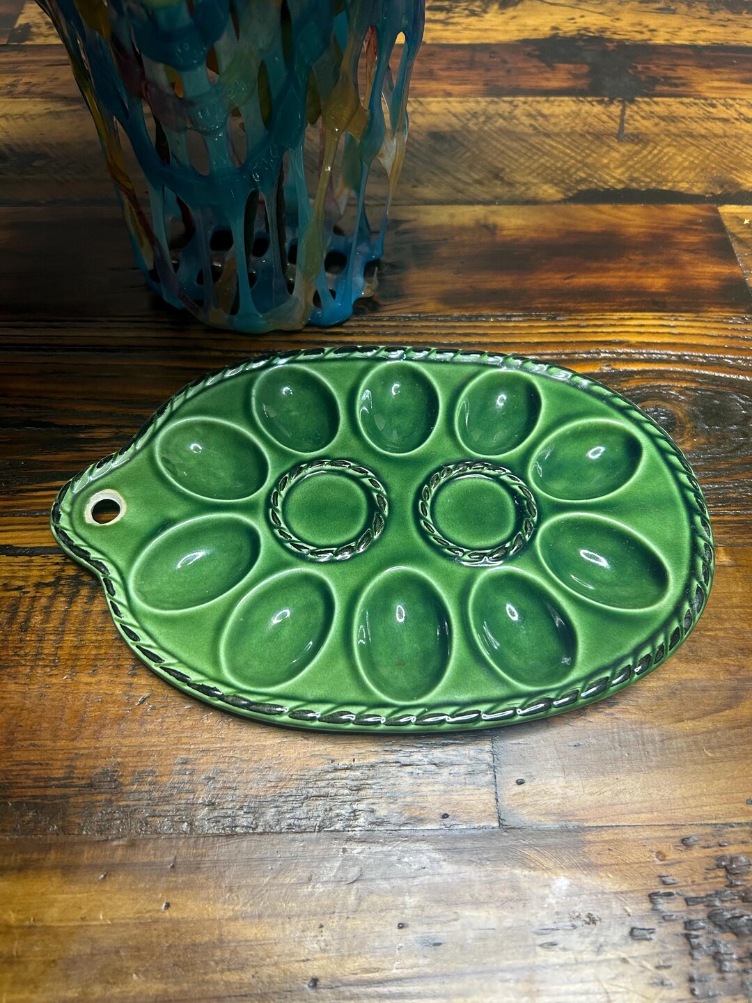 Vintage Green Ceramic Deviled Egg Tray, Wall Hanging From Japan - Etsy