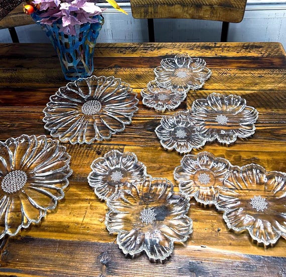 Vintage Hazel Atlas Sunflower Glass Luncheon Plates - Set of 6 - Etsy