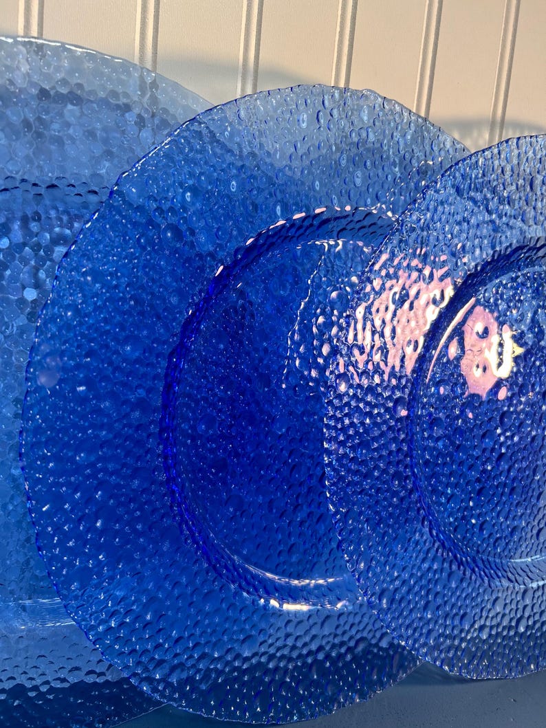 Vintage Cobalt Blue & Teal Bubble Plates ~ 12.5” - Etsy Australia