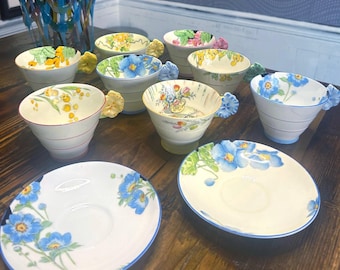 Vintage Paragon Fine Bone China Tea Cups and Saucers: Summertime Floral, Made in England