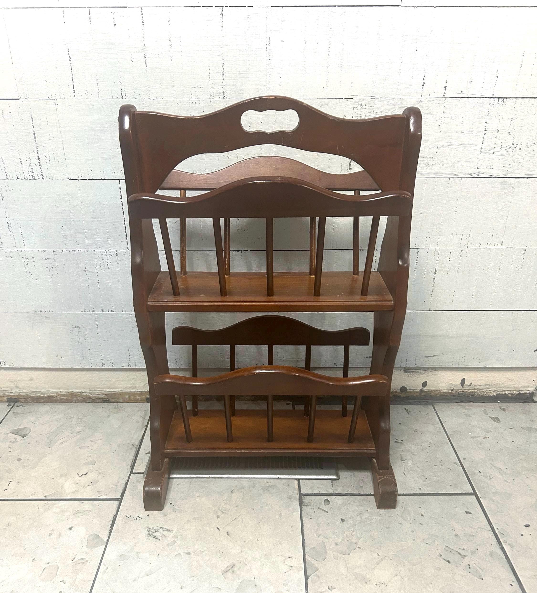 ヴィンテージ　マガジンラック　無垢材　アンティーク ヴィンテージ無垢材2段マガジン/ブックラック（ハンドル付き）～23