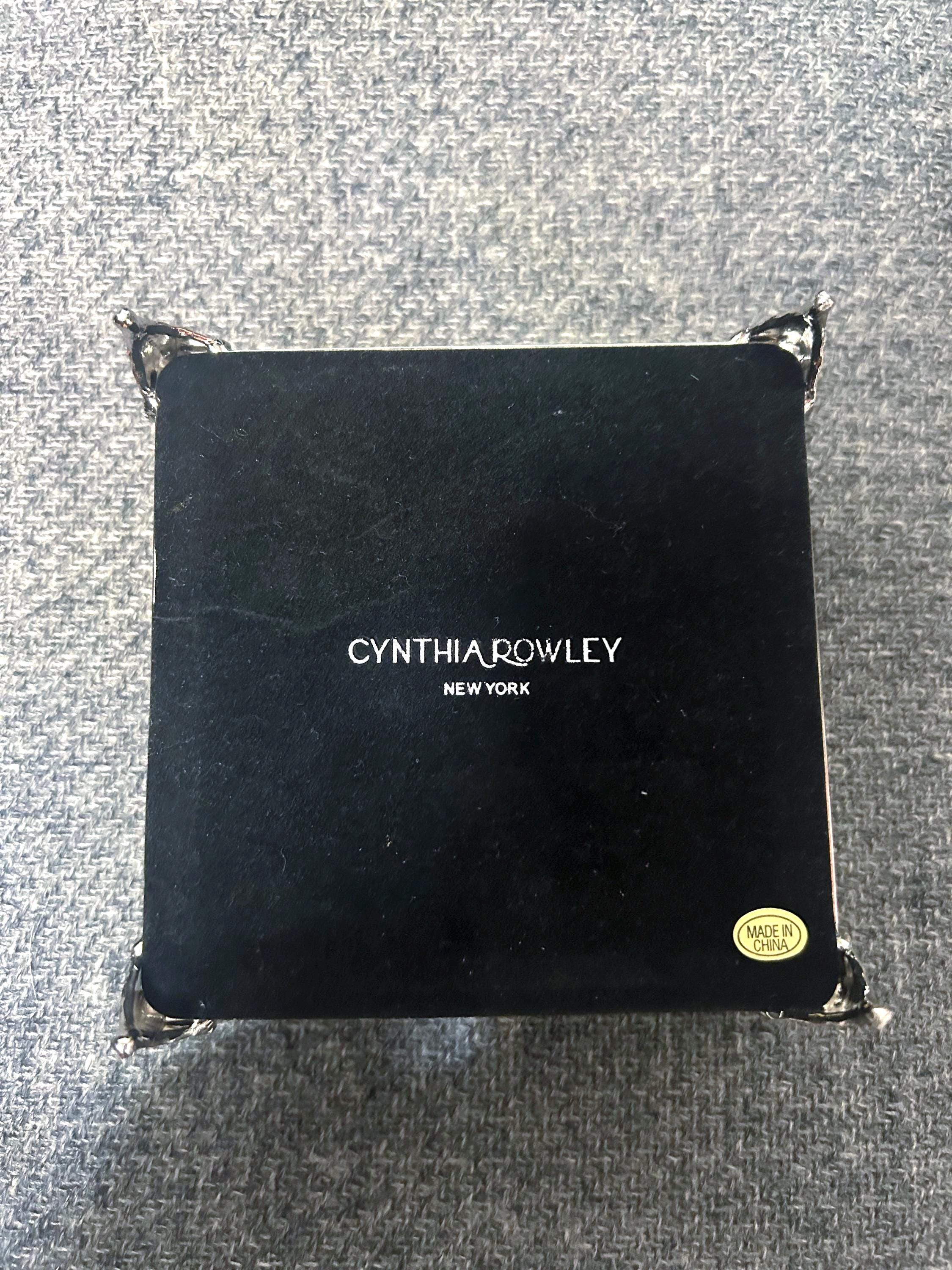 Vintage Cynthia Rowley Glass Jewelry Box With Diamond Bow