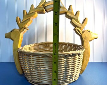 Vintage Hand~carved Deer Antler Woven Basket ~ 14” - Etsy