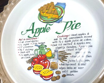 Vintage Ceramic Apple Pie Plate With Recipe, Made in Japan (10.34