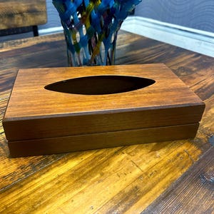 Vintage Solid Wood Tissue Box, 11”x6” Wood Tissue Box for Kleenex