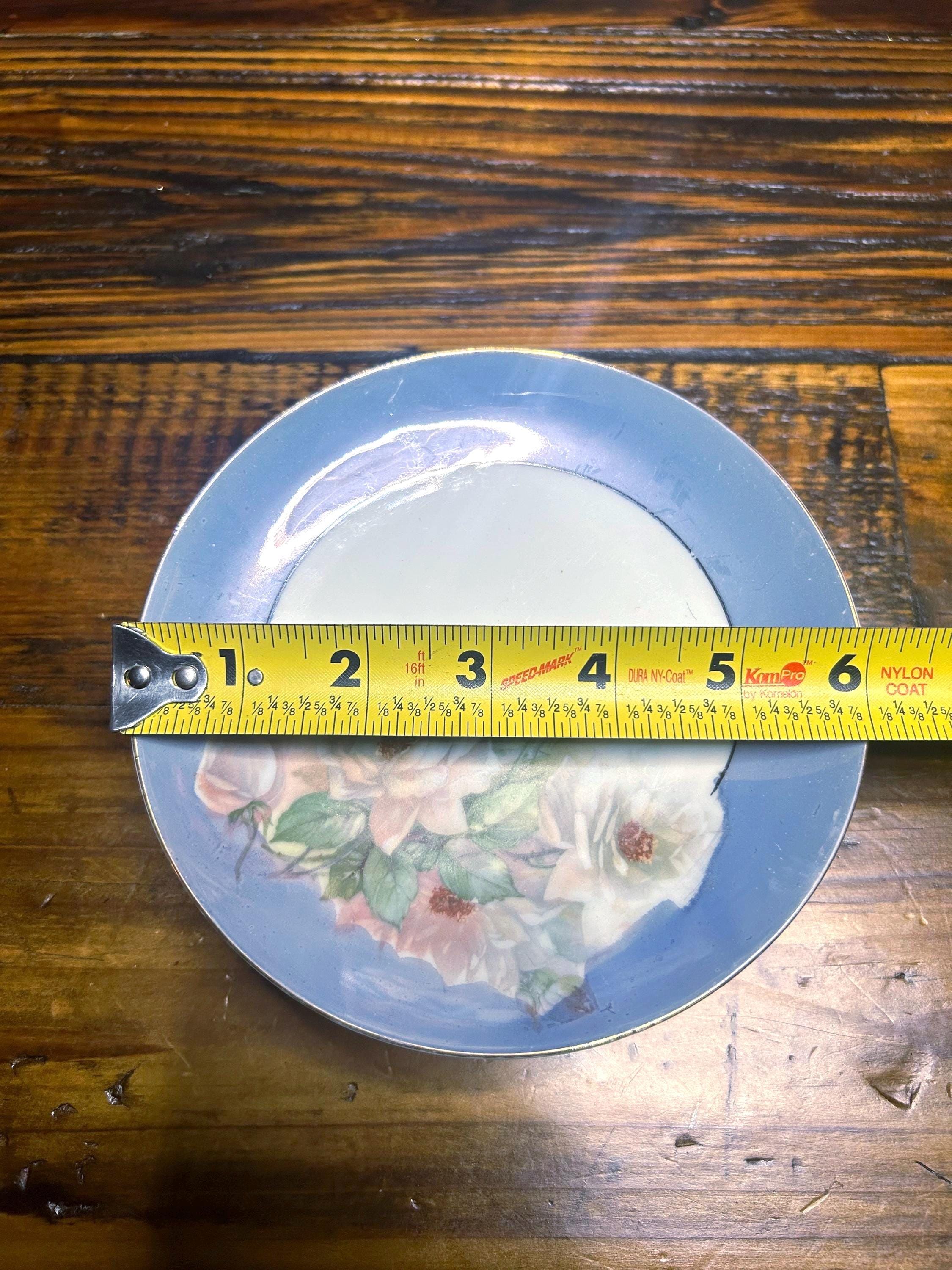 Vintage Bavaria Porcelain Bread Plates: Blue Floral, Gold Trim