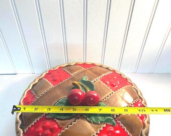 ヴィンテージ 1950年代 陶器製 チェリーパイ皿 蓋付き - 日本製 - 11.5