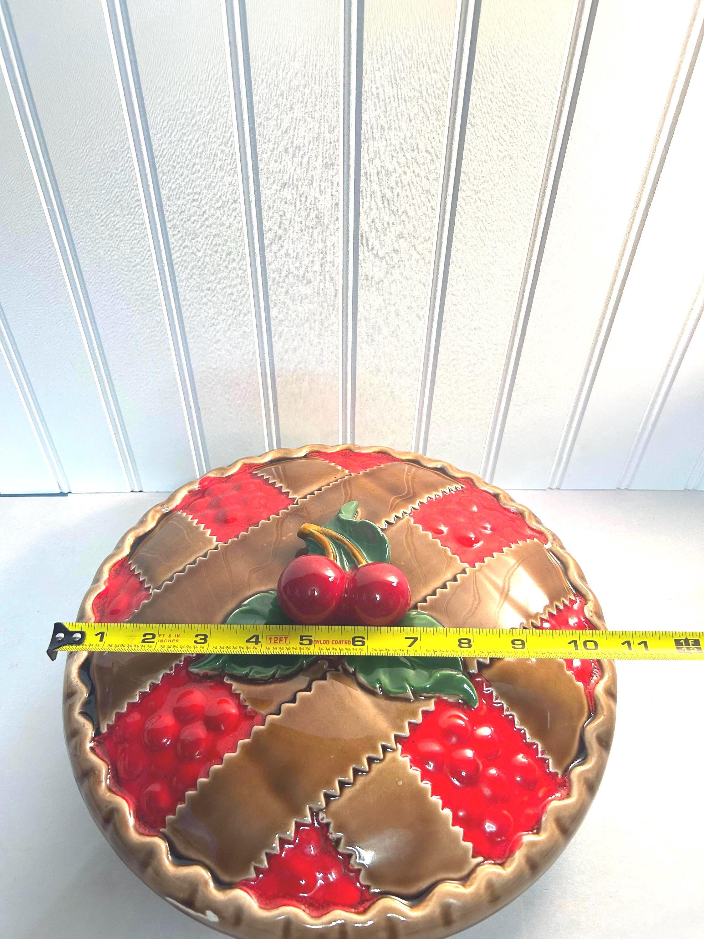 ヴィンテージ 1950年代 陶器製 チェリーパイ皿 蓋付き - 日本製 - 11.5