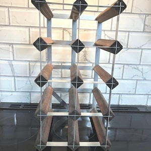Vintage Wood and Metal Vintage MCM Wine Rack~ holds 10 Bottles