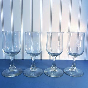 Copas de vino vintage transparentes con forma de tulipán y monograma con la letra H, juego de 4