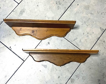 Vintage Solid Wood Shelves w/ Scalloped Backdrop ~ set of (2) ~ 17.5”