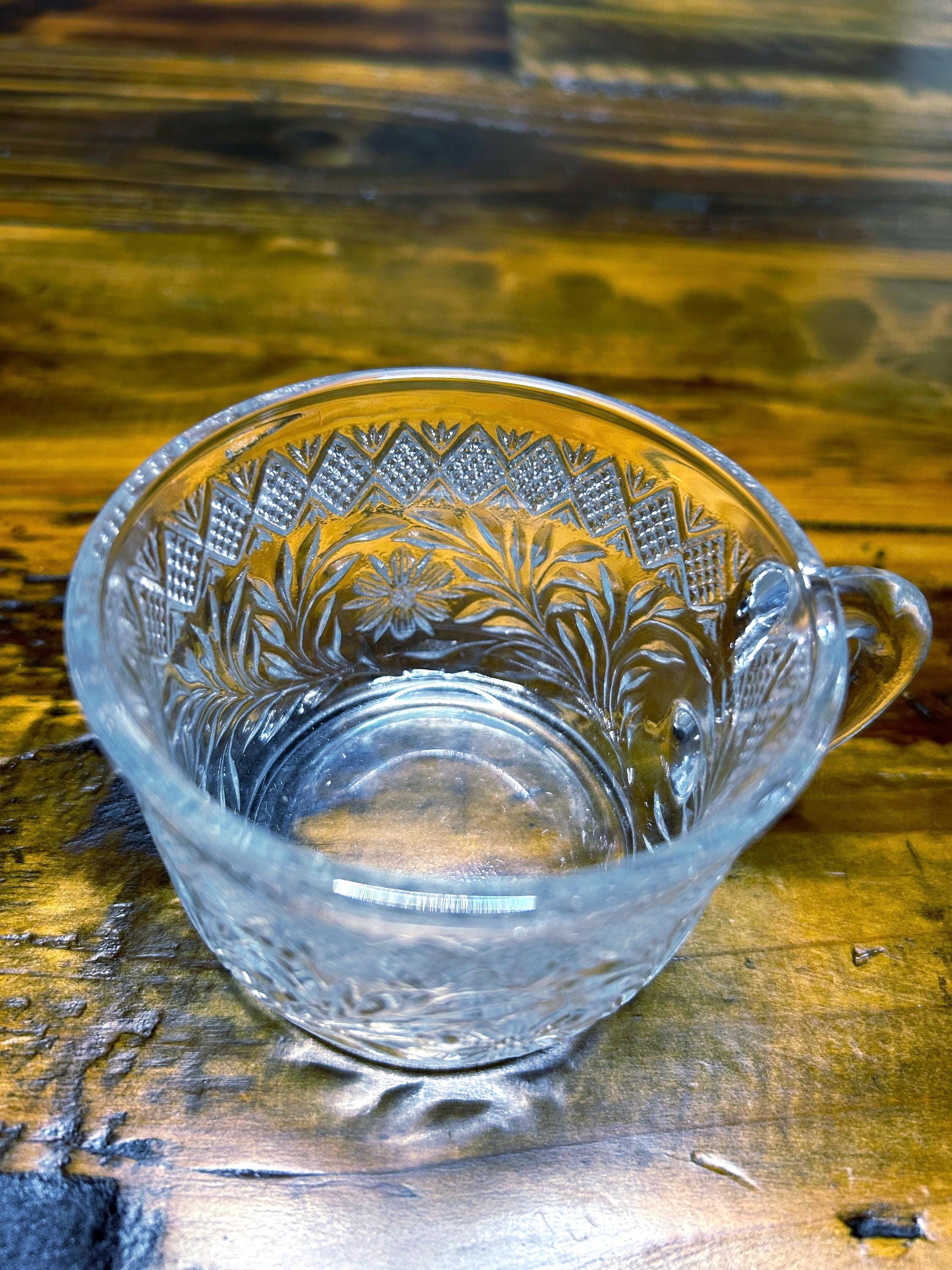 Vintage Floral Cut Crystal Punch Bowl Set: 15-piece Serving